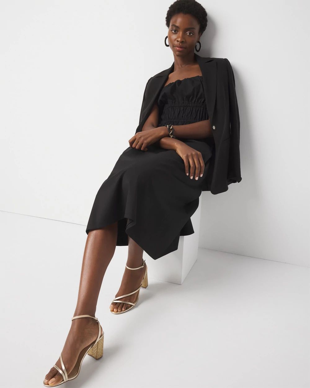 Poplin Tie Back Midi Dress | White House Black Market